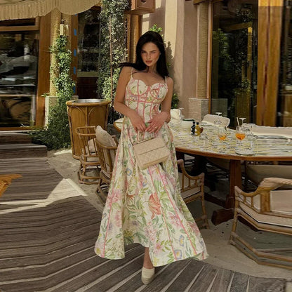 Elegant Printed A-Line Women's Dress in Polyester