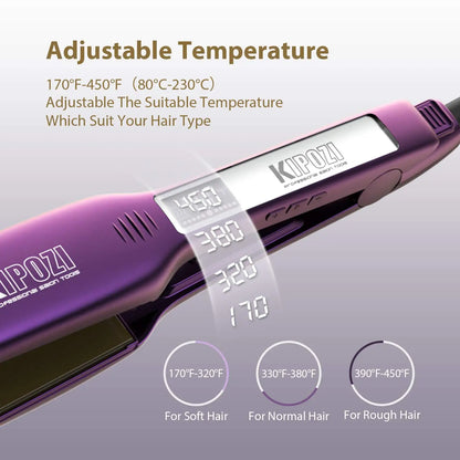 KIPOZI Titanium Flat Iron with Digital LCD Display