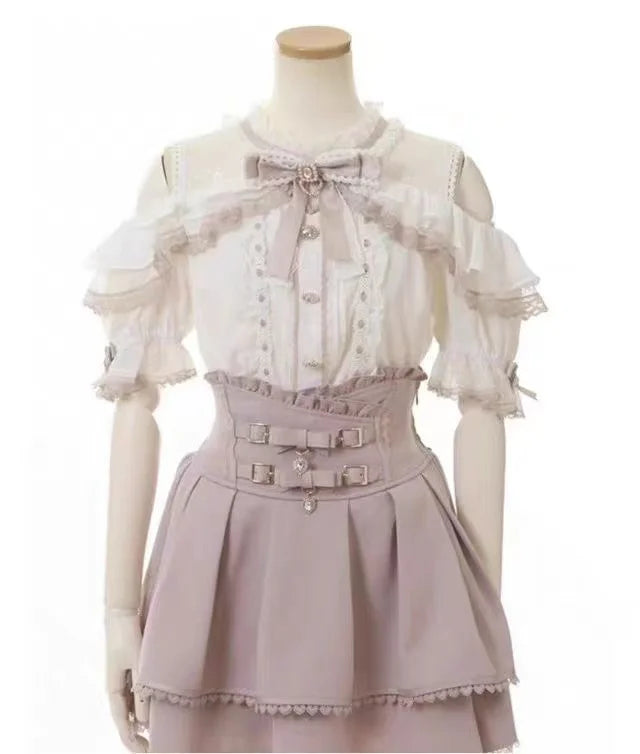 Japanese Sweet Lolita Mini Skirt Women Retro Lace Skirt
