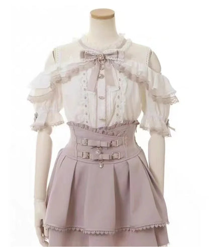 Japanese Sweet Lolita Mini Skirt Women Retro Lace Skirt