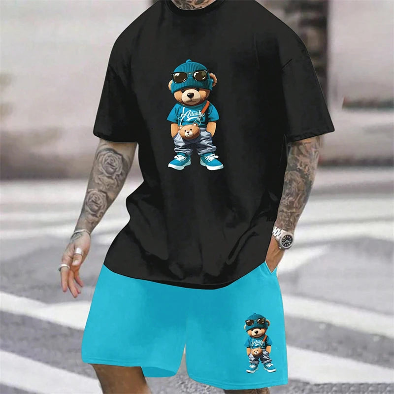 Men's Summer Loose Harajuku T-Shirt and Shorts Set