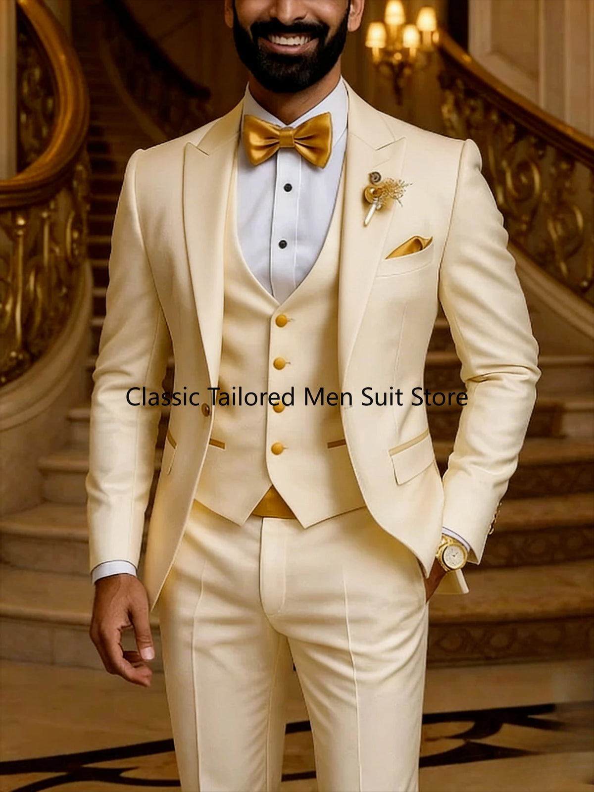 Men's Slim Fit Tuxedo 3 Piece Suit for Wedding and Work