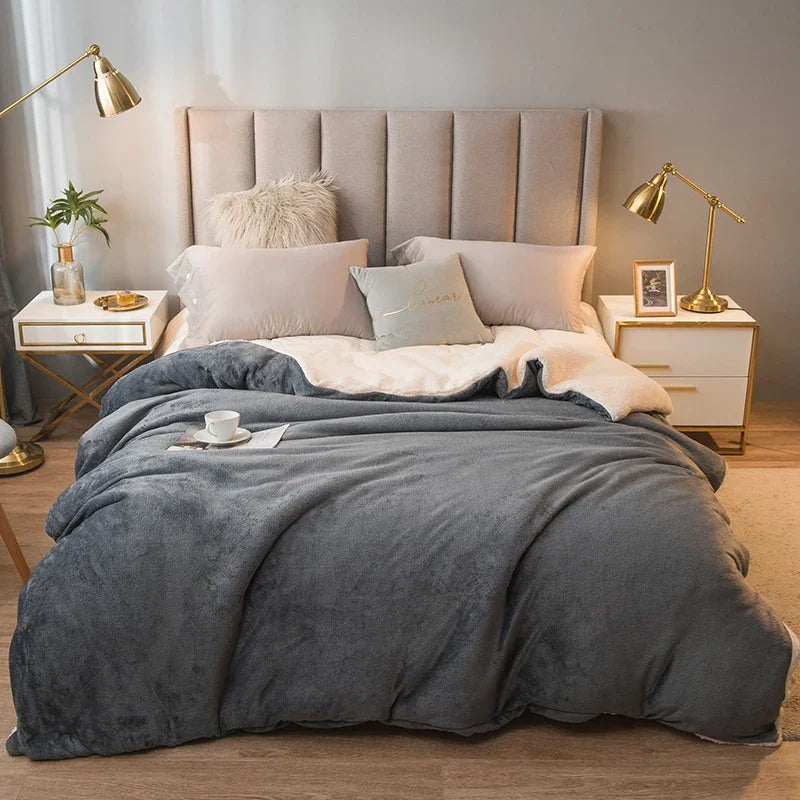 Wool Throw Blanket Double Sided Queen Size Winter Use