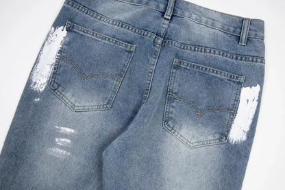 Washed Denim Trousers for Men with Micro-Flared Style