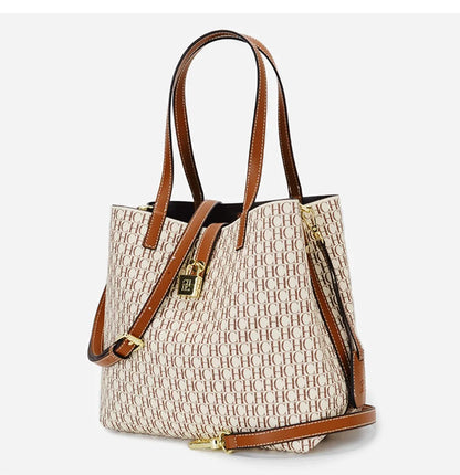 CH Women Monogram Print Shoulder Bag Large Capacity