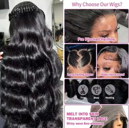 Natural Black Body Wave Lace Wig 40 42 Inches