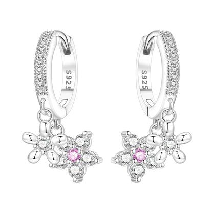 S925 Sterling Silver Iris Flower Hoop Earrings for Women
