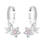 S925 Sterling Silver Iris Flower Hoop Earrings for Women