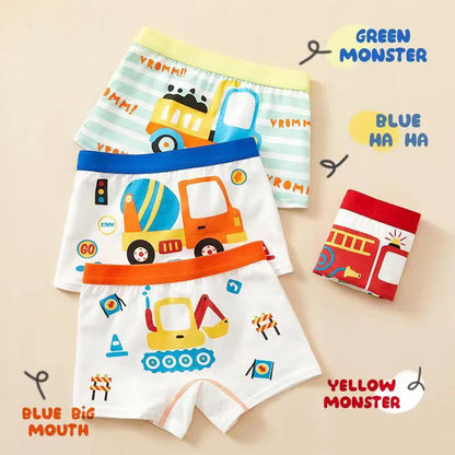 Children's Cotton Underwear Boy Briefs with Cartoon Design
