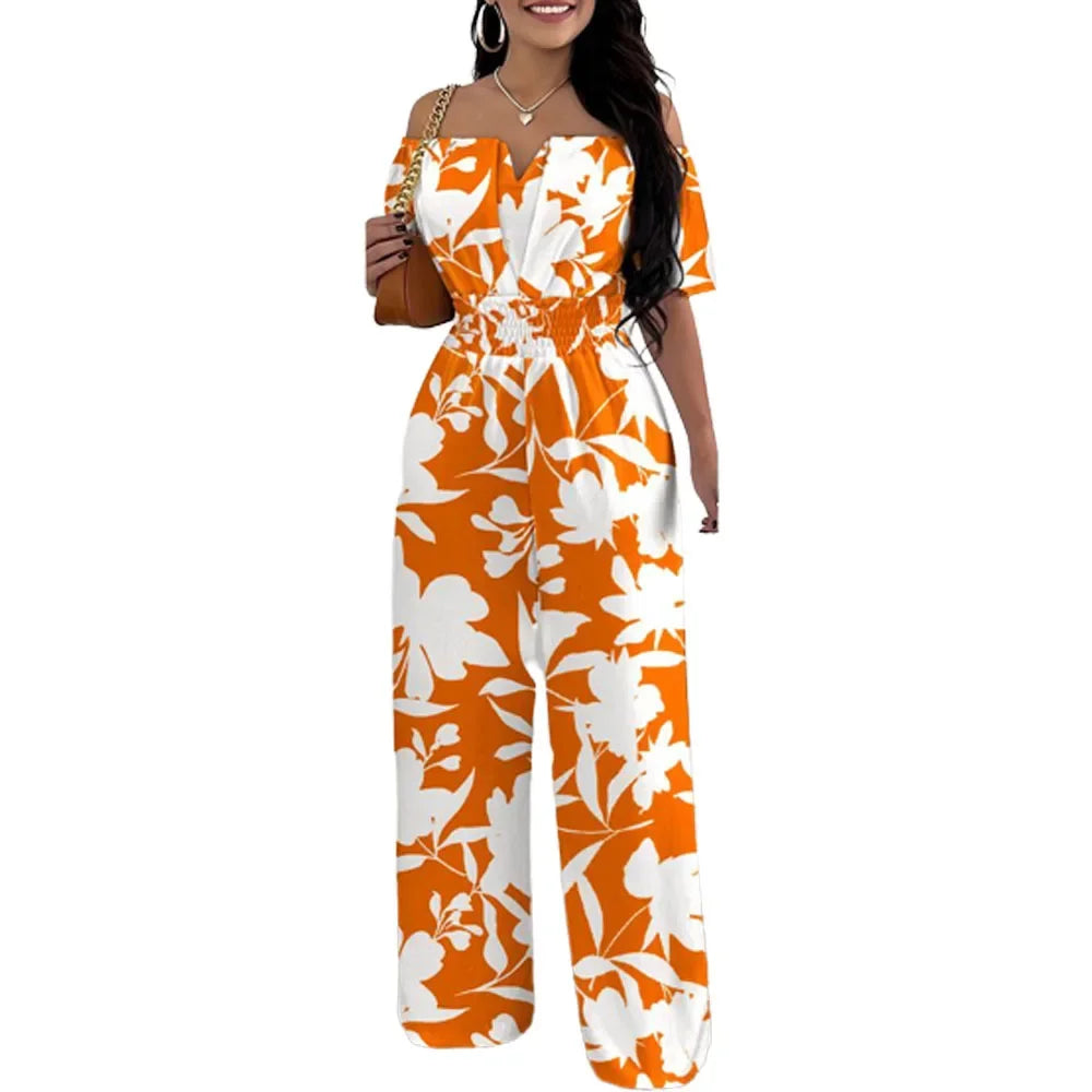 Elegant Off Shoulder Women's Jumpsuit Casual Polyester