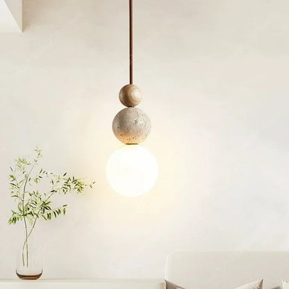 Yellow Travertine Pendant Light for Bedroom Kitchen