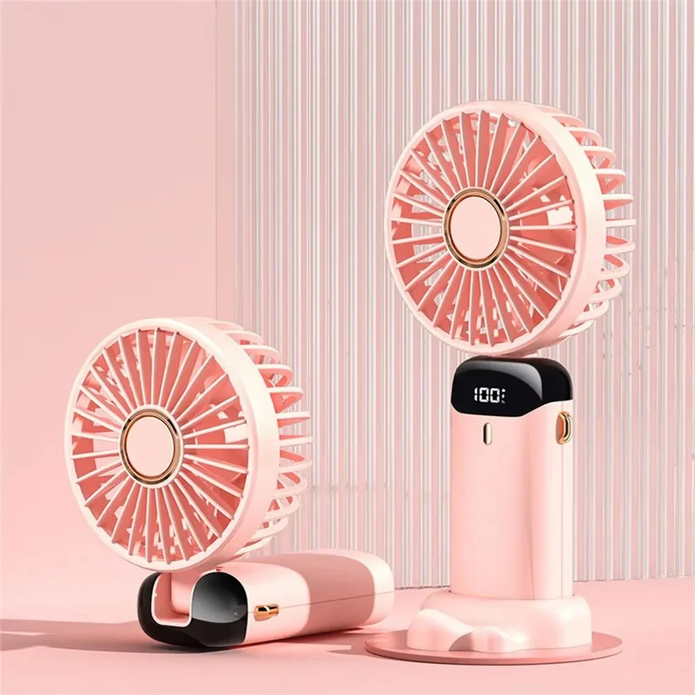 Portable Rechargeable Handheld Fan with LED Display