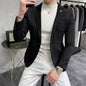 Men's Deerskin Fleece Blazer Single Button Suit Coat
