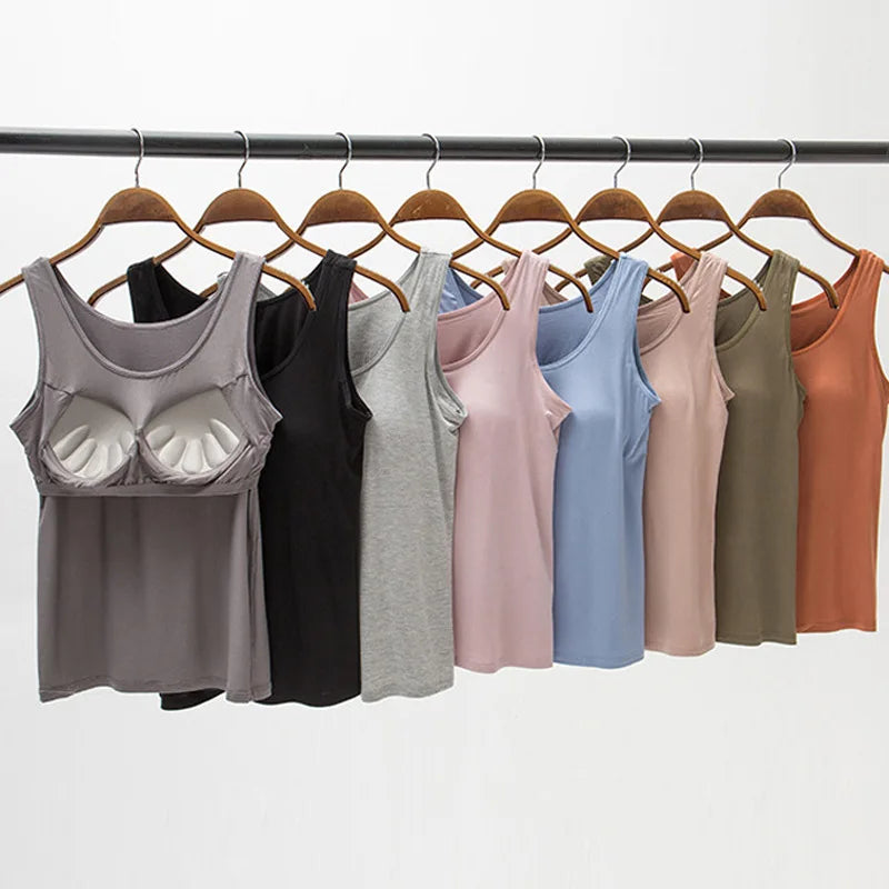 Women's Slim Fit Tank Top with Built-In Bra