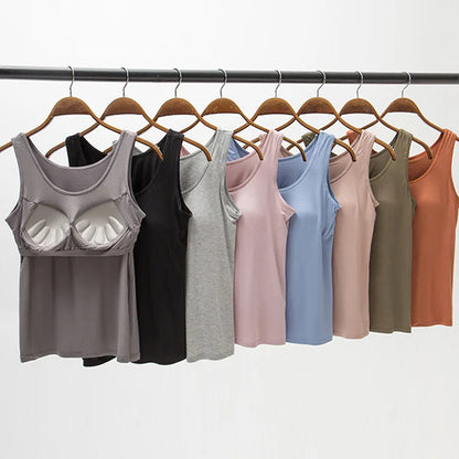 Women's Slim Fit Tank Top with Built-In Bra