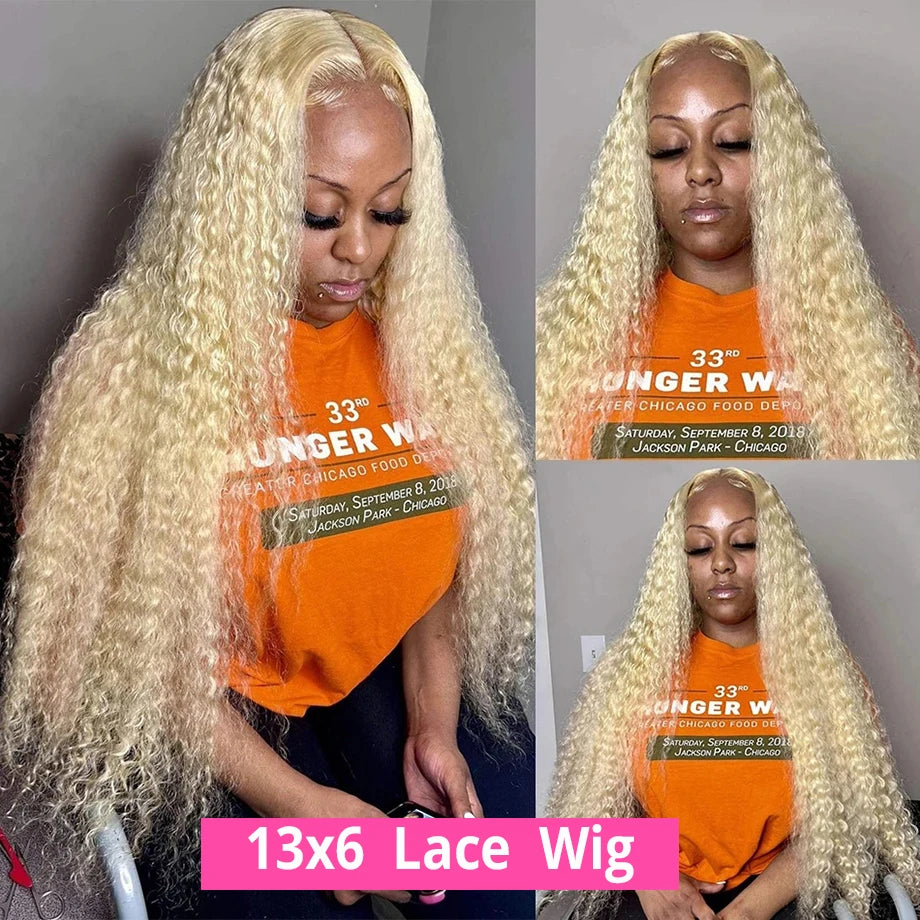 613 Honey Blonde Human Hair Wig 30 Inch Deep Wave