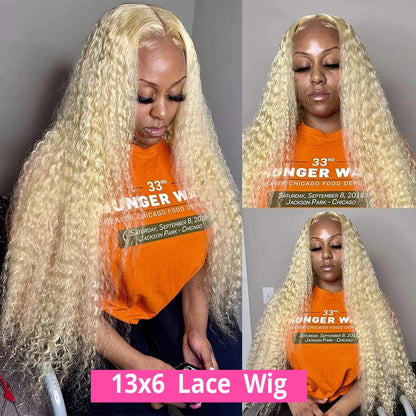 613 Honey Blonde Human Hair Wig 30 Inch Deep Wave