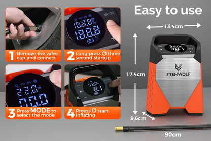 ETENWOLF ZEPHYR S3 Portable Tire Inflator 160 PSI