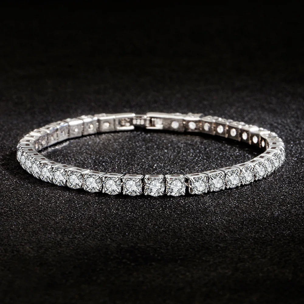 S925 Sterling Silver Zirconia Tennis Ball Bracelet 4mm