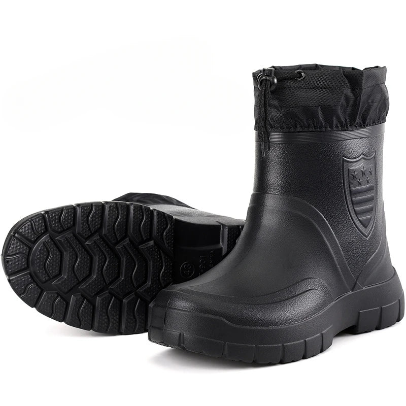 Men's Waterproof Velvet Rain Boots Casual Short Boot