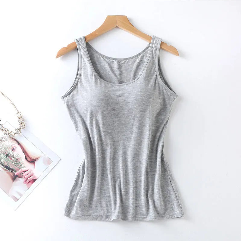 Women's Slim Fit Tank Top with Built-In Bra