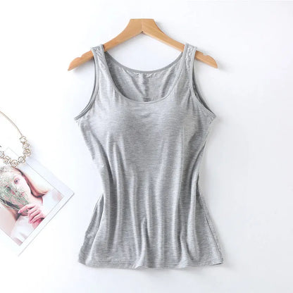Women's Slim Fit Tank Top with Built-In Bra
