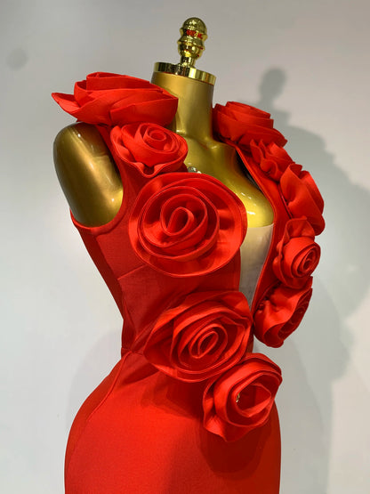 3D Flower Sleeveless Bodycon Bandage Dress Women