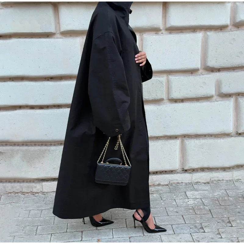 Women's Windproof Trench Coat Loose Fit Overcoat