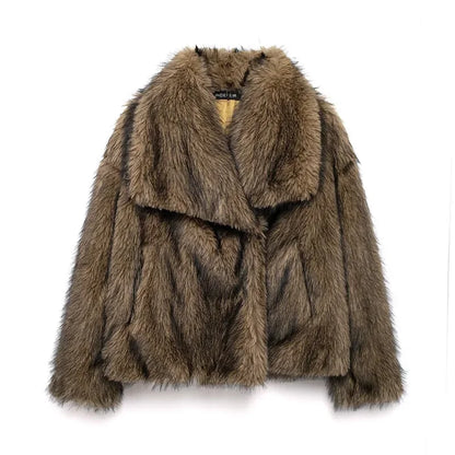 Faux Fur Fluffy Coat for Women Warm Winter Outerwear