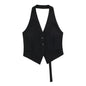 MUJER Off Shoulder Black White Cropped Vest