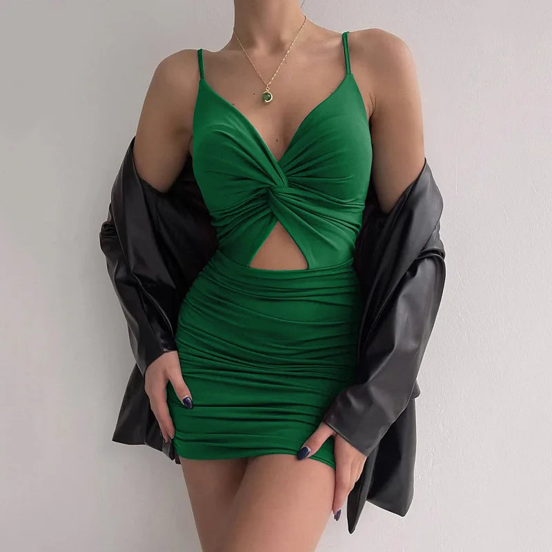 Spaghetti Strap Bodycon Dress Women Backless Slim Dress