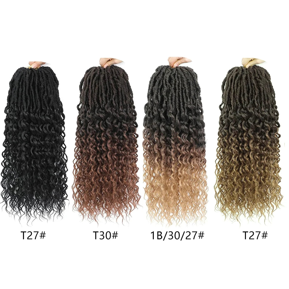 Deep Faux Locs Crochet Hair Curly Ends Synthetic