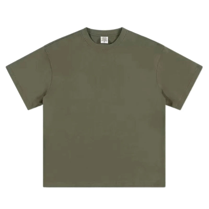 Black White Cotton T-Shirt Heavy-Duty Short Sleeves