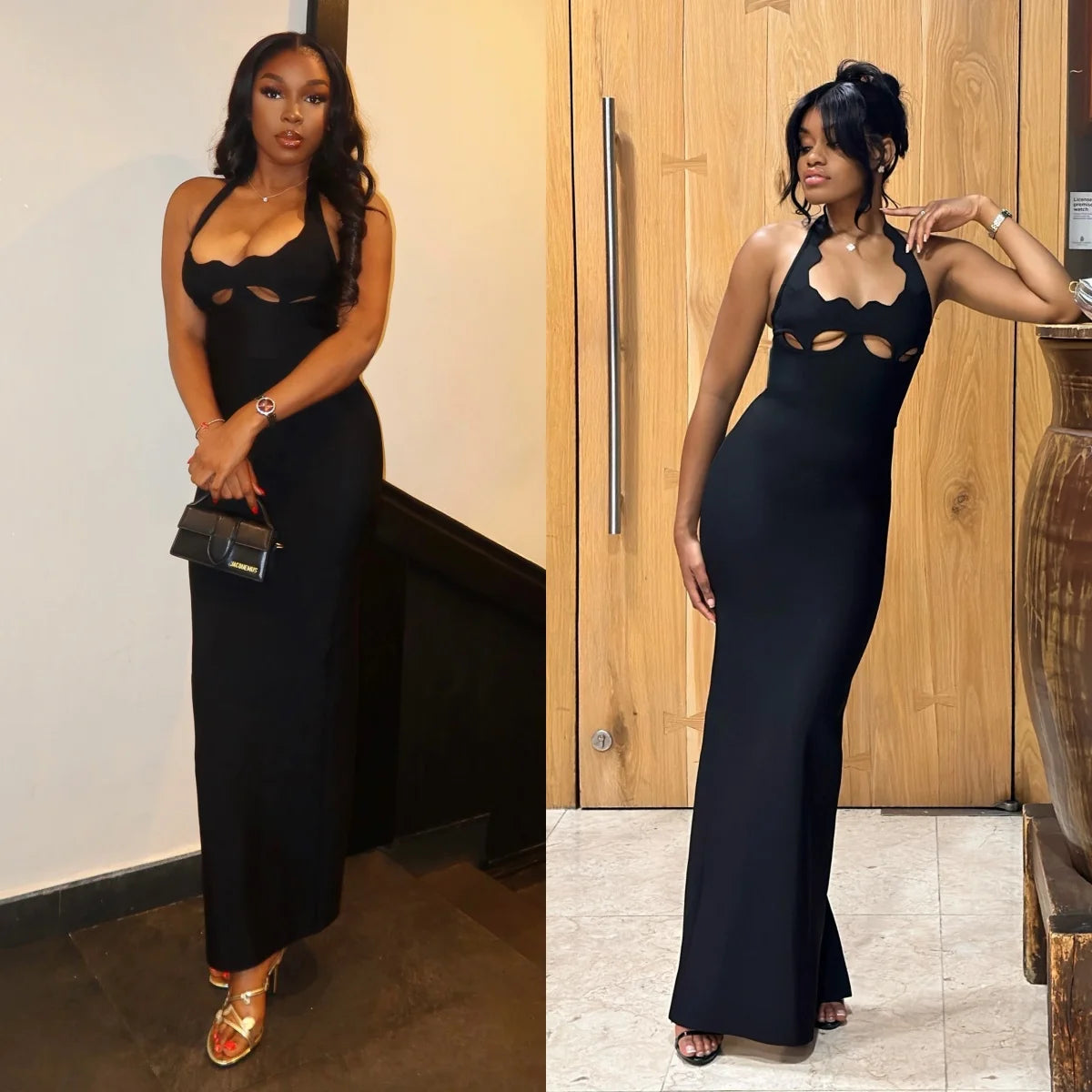 Elegant Black Halter Bodycon Dress for Women