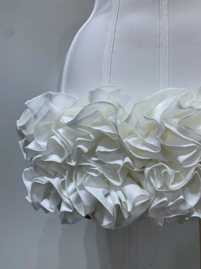 Women Strapless Backless Flower Embellished Mini Dress