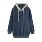 Loose Plush Zipper Hooded Jacket for Women