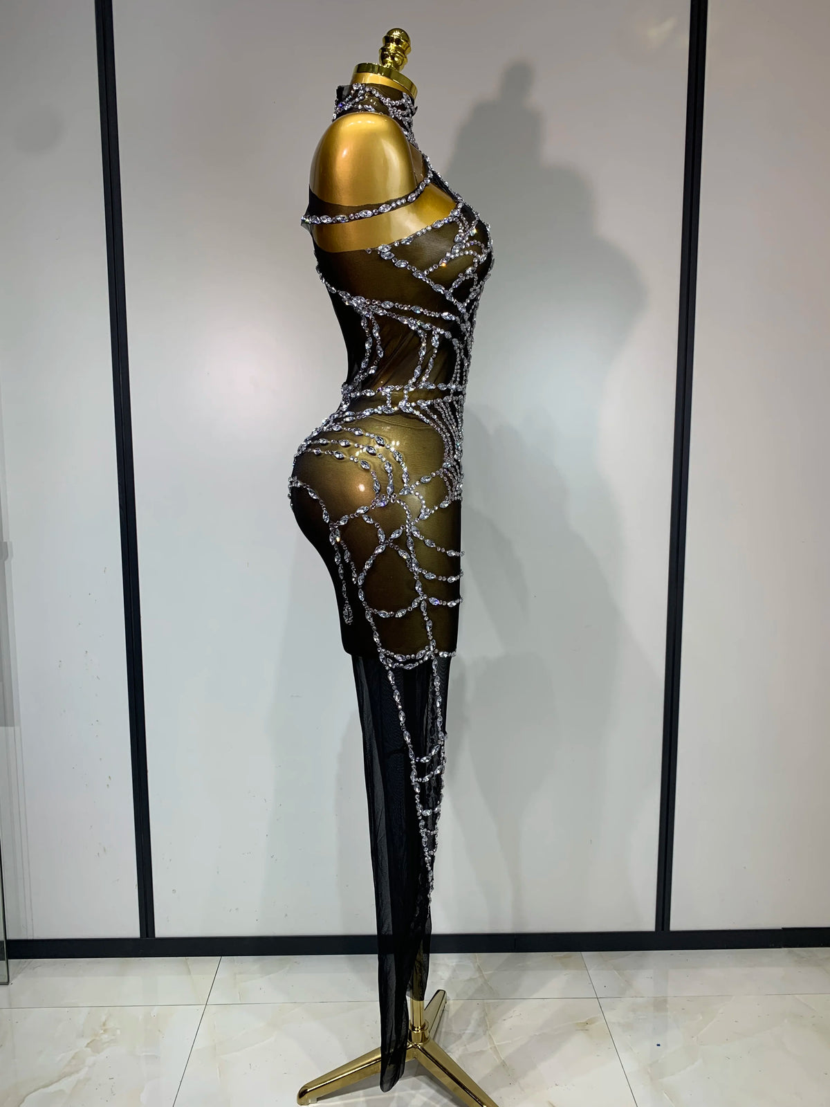 Sparkly Diamond Mesh Jumpsuit for Women