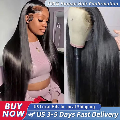 Bone Straight 30 Inch HD Lace Frontal Human Hair Wig