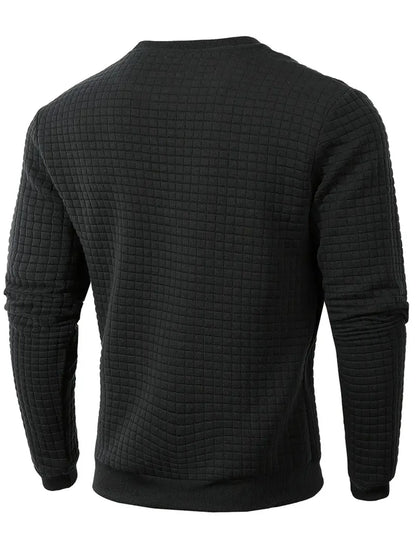 Men's Casual Jacquard Check Pullover Sweatshirt