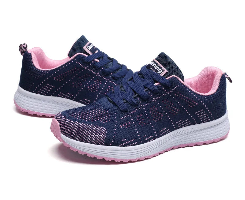 Women Breathable Mesh Flat Sneakers White