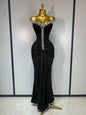 Black Off Shoulder Bodycon Dress with Diamonds