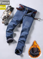 Men's Casual Straight Stretch Jeans Blue Black Denim