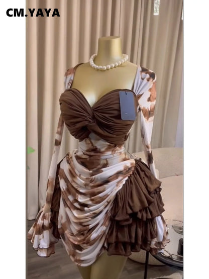 Women Tie Dye Print V-Neck Bodycon Dress