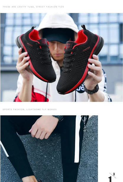 Men's Breathable Knit Running Sneakers Outdoor Gym Shoes