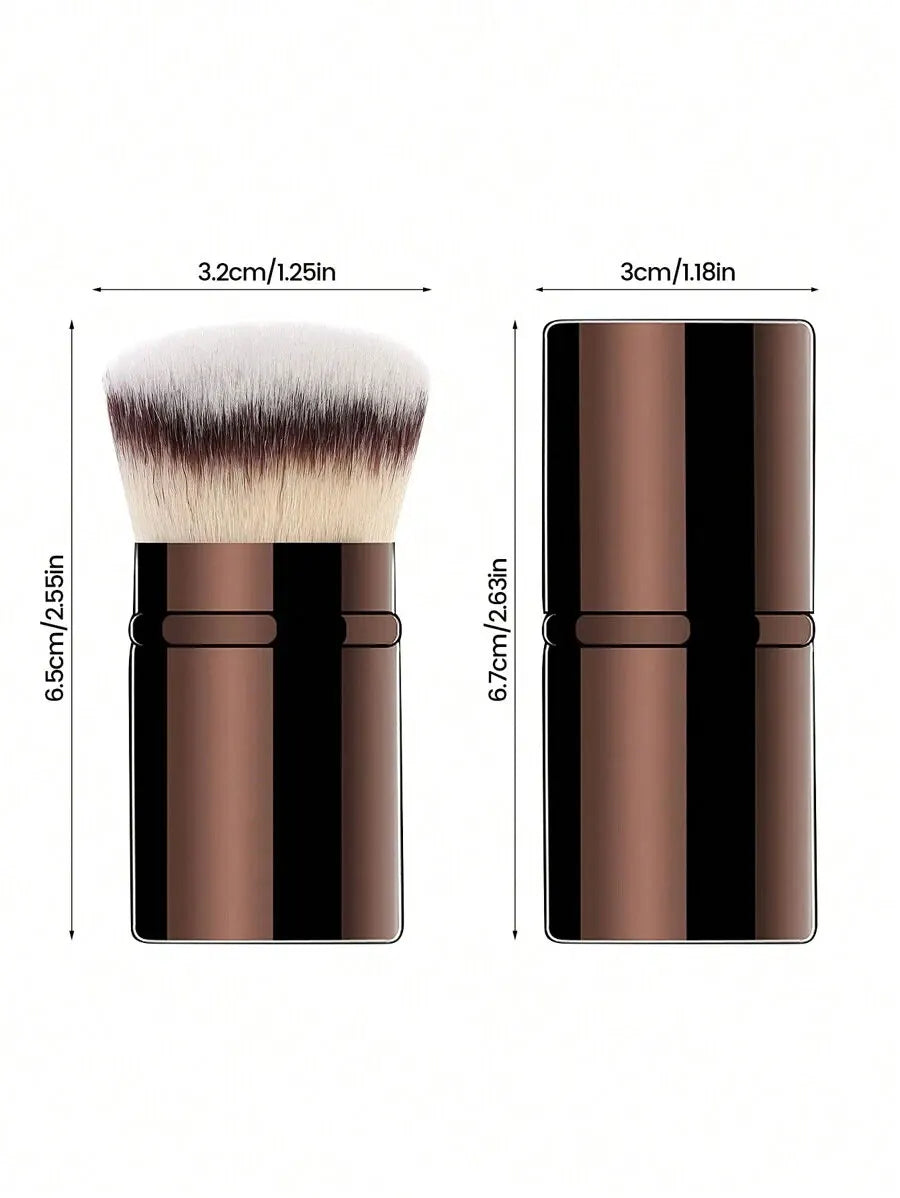 Retractable Makeup Brush with Synthetic Hair