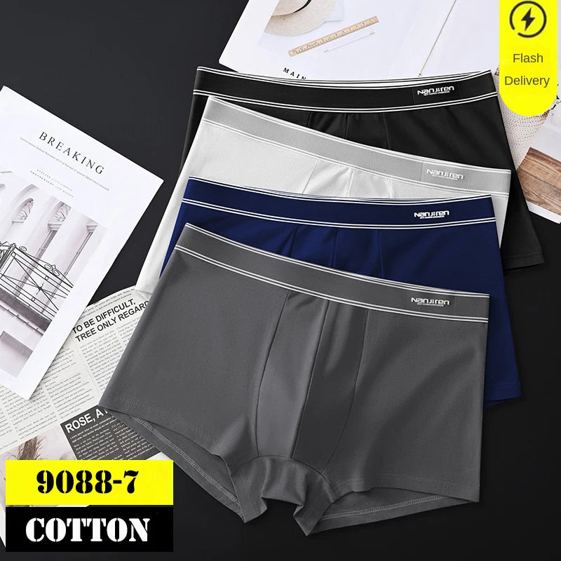 Men's Cotton Boxer Shorts Underwear 4Pcs Set