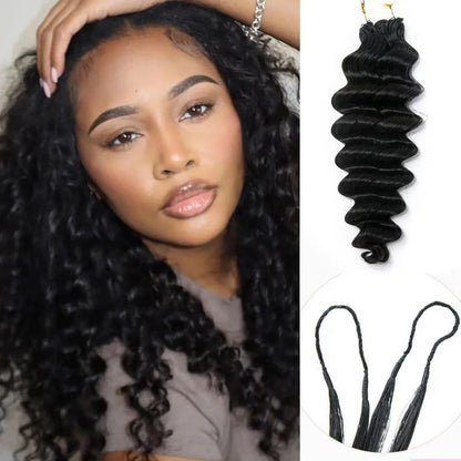Deep Wave Crochet Human Hair Extensions for Braiding