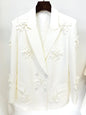 Women's Double Breasted Long Blazer with Appliques