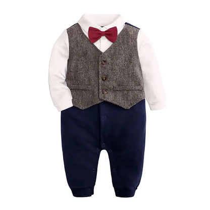 Cotton Long Sleeve Baby Rompers for Boys 0-24 Months