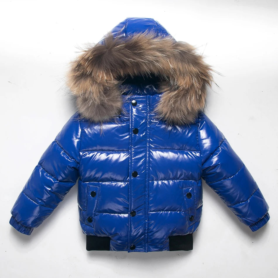 Black Down Winter Parka Jacket for Boys and Girls